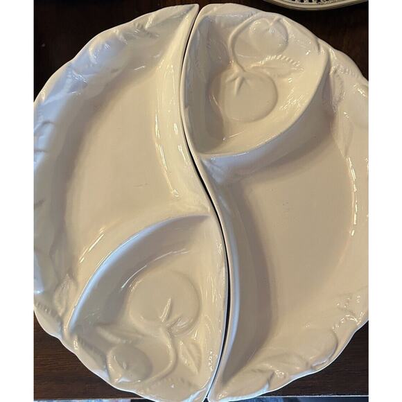 Vintage Belmar‎ of California Divided 2-Piece White Relish Tray 406 Vegetable - Picture 2 of 7